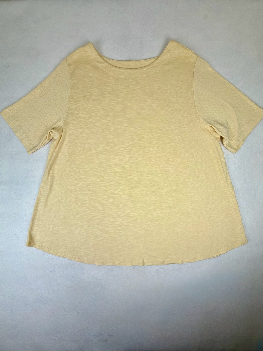 J.Jill Pima Slub Elbow Sleeve Tee XL Pale Yellow Cotton Top
